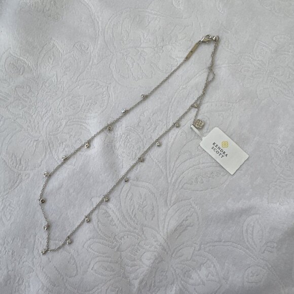 Kendra Scott Amelia Rhodium Brass Silver Tone Necklace 19" NEW w BOX - Picture 3 of 11